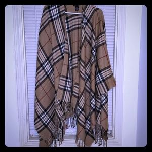 Womens FRAAS Plaid Poncho OS